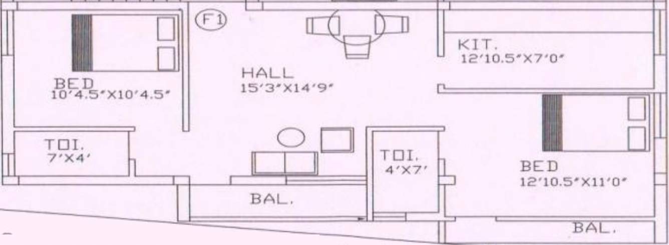 Floor Plan (2BHK+2T (881 sq ft) 881 sq ft) Maha Flats Vels Floor Plan (2BHK+2T (881 sq ft) 881 sq ft)