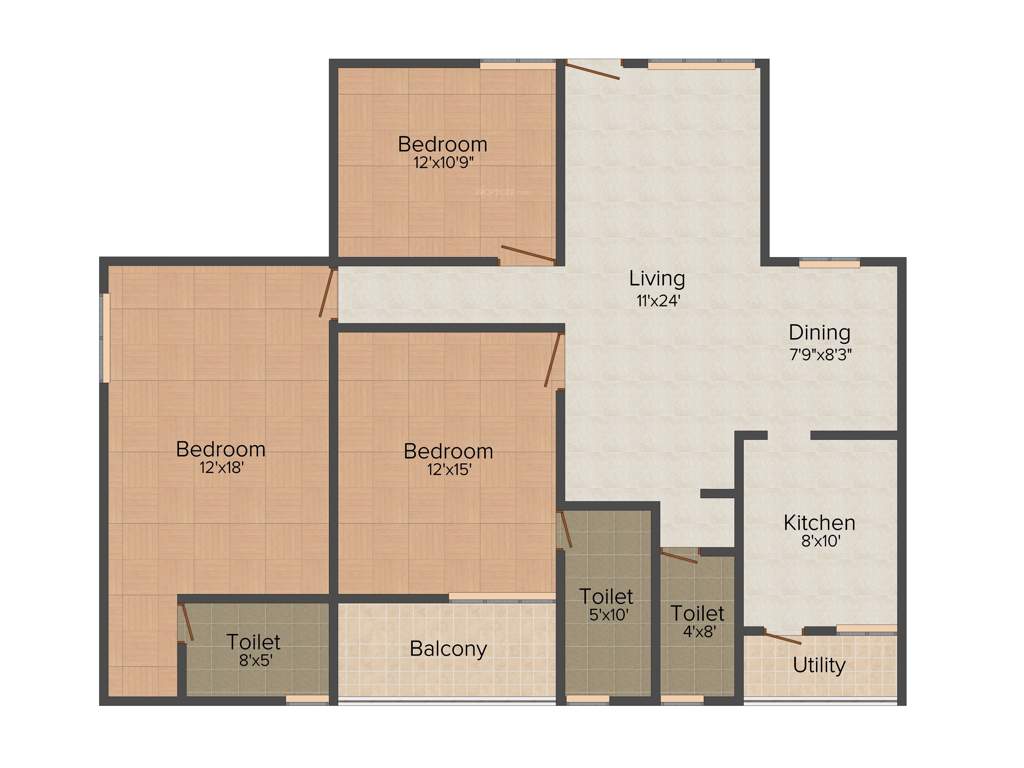 Maha Natraj (3BHK+3T (1,531 sq ft) + Study Room 1531 sq ft)