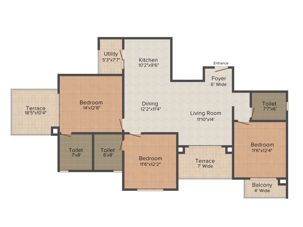 Nitesh Cape Cod (3BHK+3T (1,664 sq ft) 1664 sq ft)