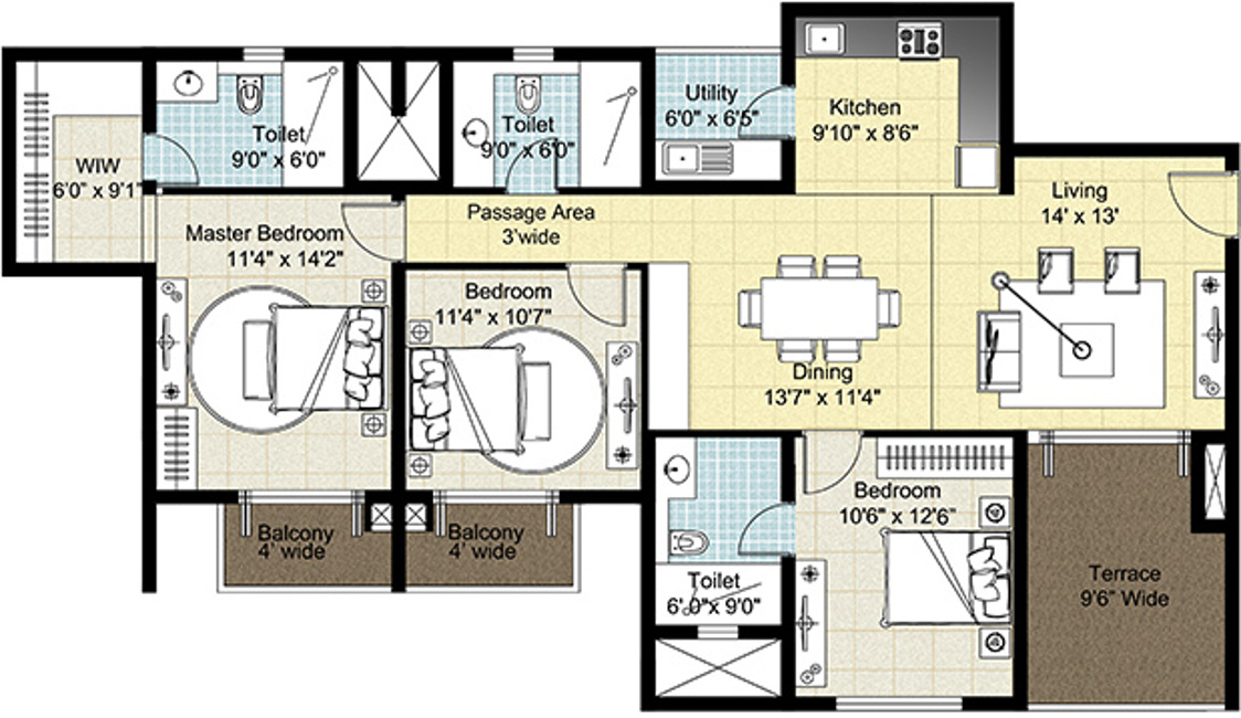 Nitesh Cape Cod (3BHK+3T (1,716 sq ft) 1716 sq ft)
