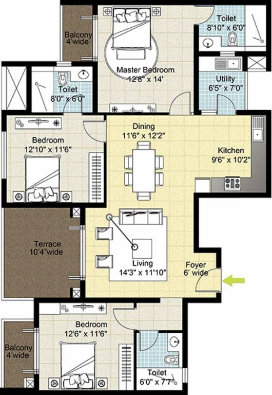 Nitesh Cape Cod (3BHK+3T (1,697 sq ft) 1697 sq ft)