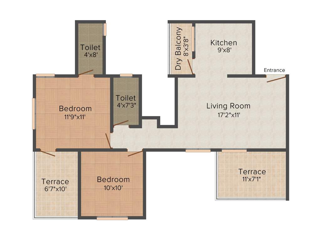 ABC Swaraaj Avenue (2BHK+2T (1,022 sq ft) 1022 sq ft)