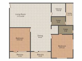 ARV Temple Tree (2BHK+2T (1,470 sq ft) 1470 sq ft) ARV Temple Tree (2BHK+2T (1,470 sq ft) 1470 sq ft)