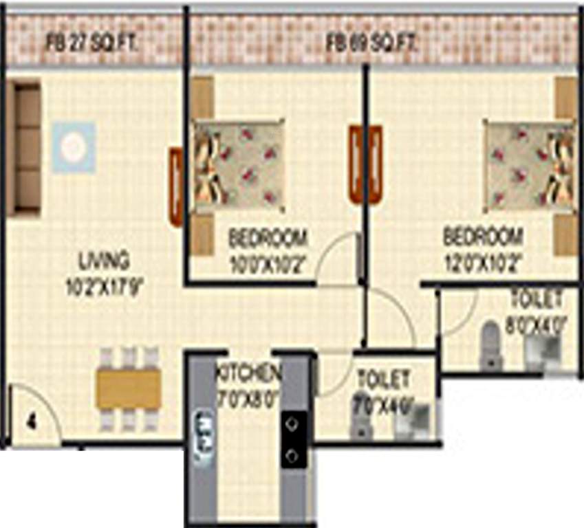 Yushan Maple Casa Loma (2BHK+2T (945 sq ft) 945 sq ft)