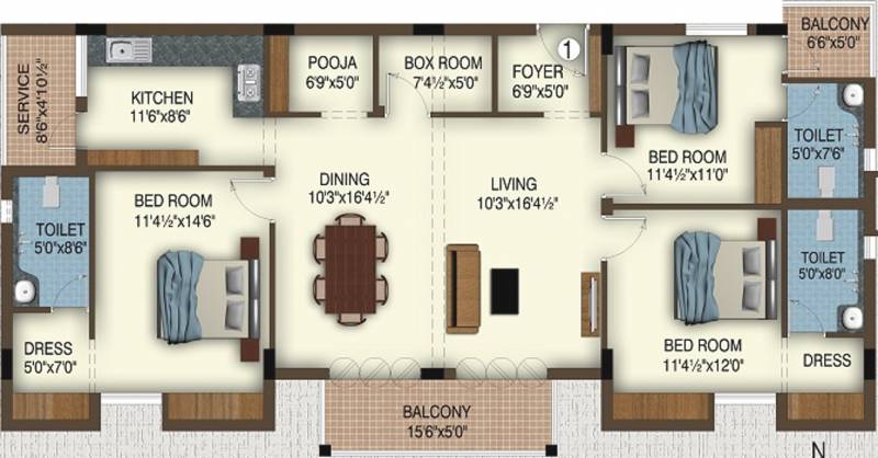 Varna Tapas (3BHK+3T (1,767 sq ft) + Pooja Room 1767 sq ft)