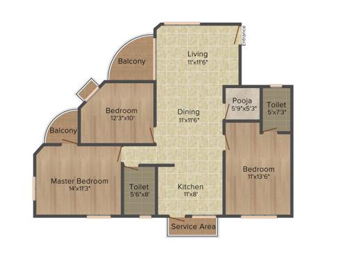 Agni Vanamamalai (3BHK+2T (1,455 sq ft) + Pooja Room 1455 sq ft)