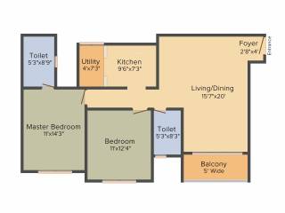 Prestige Kew Gardens (2BHK+2T (1,169 sq ft) 1169 sq ft)