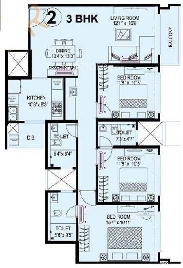 Kanakia Levels (3BHK+3T (1,488 sq ft) 1488 sq ft)