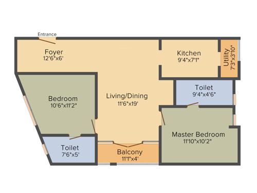 Bhoomi The Edge (2BHK+2T (1,218 sq ft) 1218 sq ft)