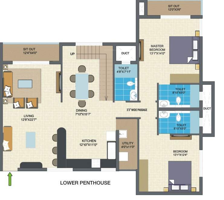  columbus square Floor Plan Lower Level Duplex Plan