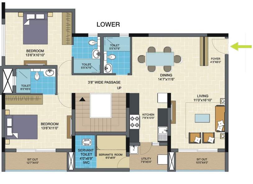  columbus square Floor Plan Lower Level Duplex Plan