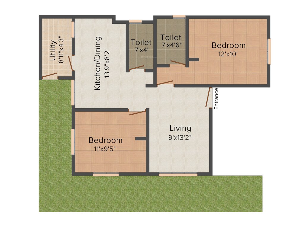 Grid Aditi (2BHK+2T (825 sq ft) 825 sq ft)