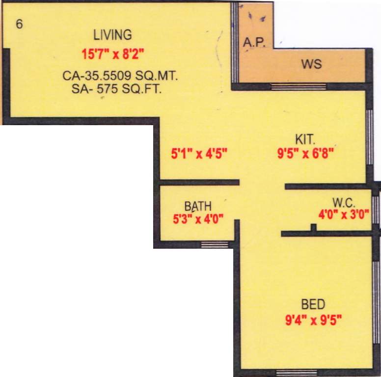 Rudis Shivalik (1BHK+1T (575 sq ft) 575 sq ft)