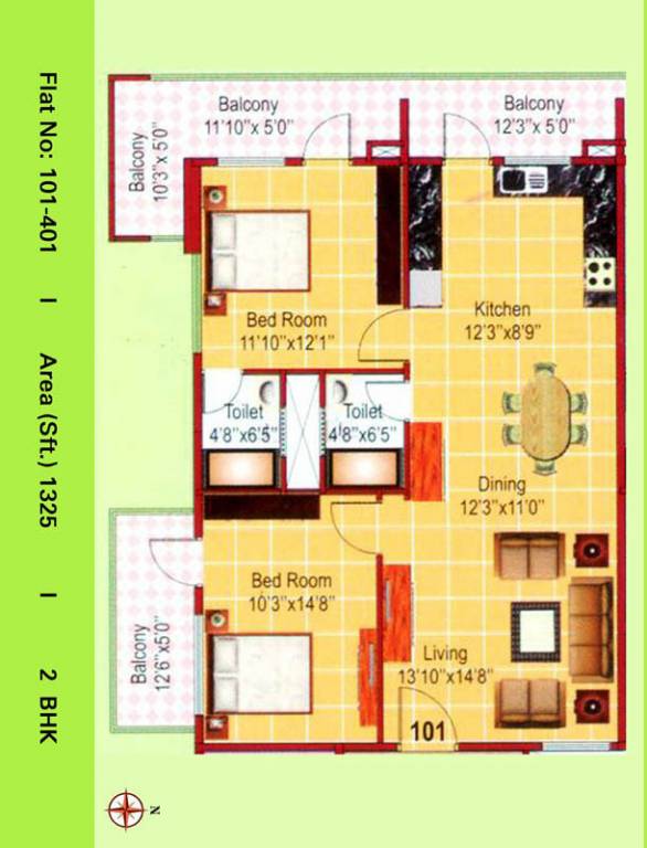 VKC Chourasia Manor Phase 1 (2BHK+2T (1,325 sq ft) 1325 sq ft) VKC Chourasia Manor Phase 1 (2BHK+2T (1,325 sq ft) 1325 sq ft)