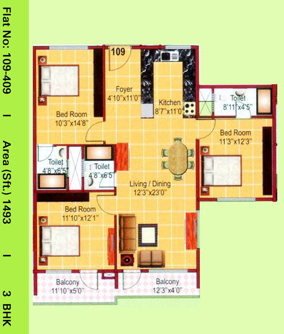 VKC Chourasia Manor Phase 1 (3BHK+3T (1,493 sq ft) 1493 sq ft) VKC Chourasia Manor Phase 1 (3BHK+3T (1,493 sq ft) 1493 sq ft)