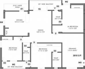 Elite Blossom Heights (3BHK+3T (2,010 sq ft) + Pooja Room 2010 sq ft)