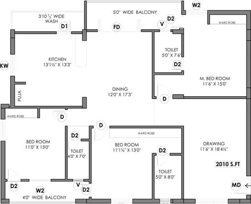 Elite Blossom Heights (3BHK+3T (2,010 sq ft) + Pooja Room 2010 sq ft)
