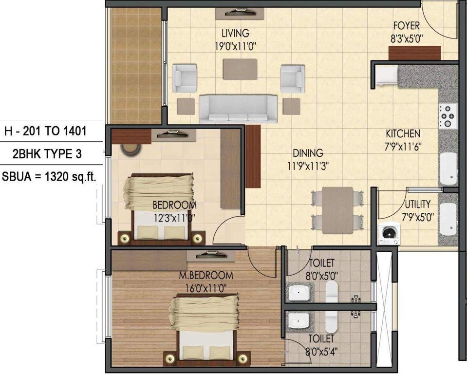 Sumadhura Silver Ripples (2BHK+2T (1,320 sq ft) 1320 sq ft)