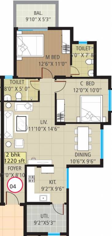Sumadhura Shikharam (2BHK+2T (1,220 sq ft) 1220 sq ft)