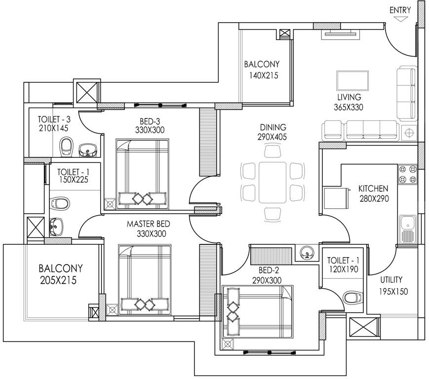 Sowparnika Vaishnavam (3BHK+3T (1,315 sq ft) 1315 sq ft)
