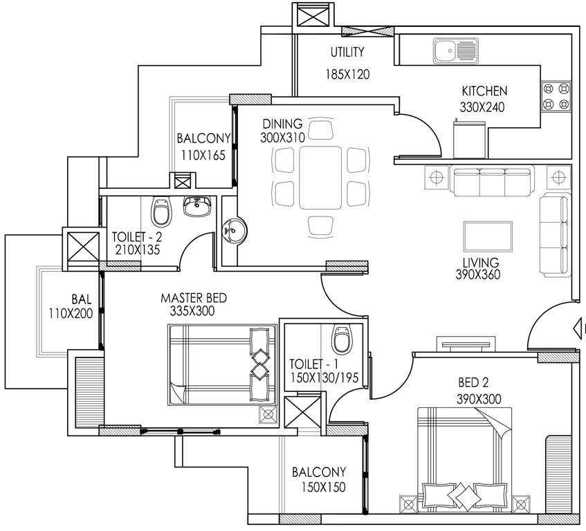 Sowparnika Vaishnavam (2BHK+2T (1,132 sq ft) 1132 sq ft)