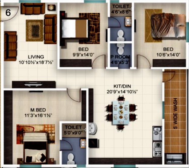 Vazhraa Pushpak (3BHK+3T (1,720 sq ft) 1720 sq ft)