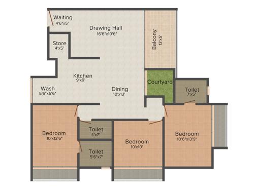 Skyline Ganesh Skyline (3BHK+3T (1,710 sq ft) 1710 sq ft)