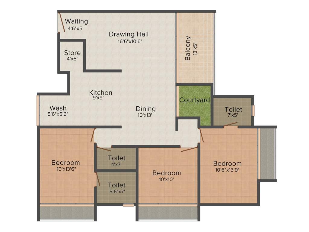 Skyline Ganesh Skyline (3BHK+3T (1,710 sq ft) 1710 sq ft)