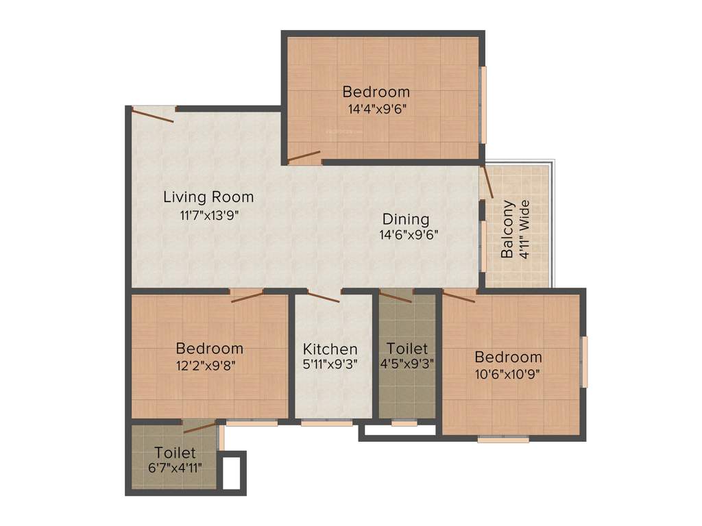 Starlite Sunny Skyline (3BHK+3T (1,235 sq ft) 1235 sq ft)
