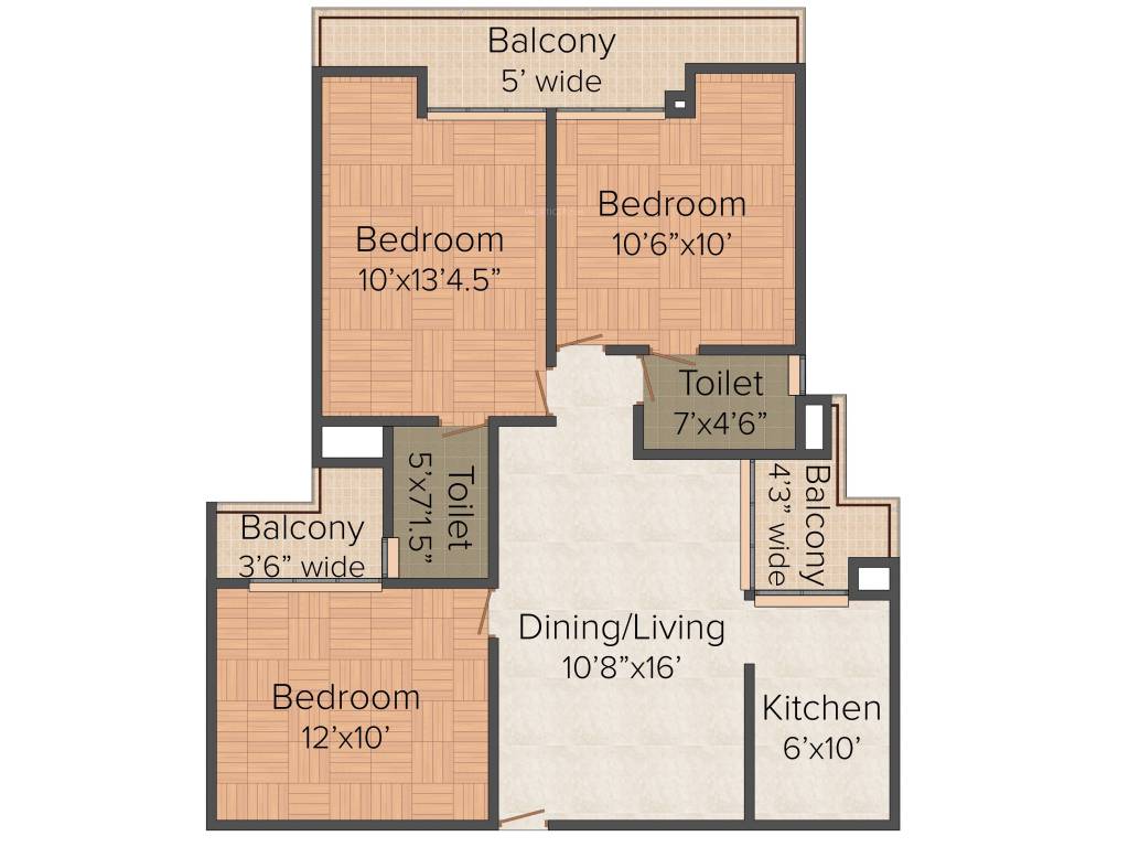 Windsor Premium Tower (3BHK+2T (1,370 sq ft) 1370 sq ft)