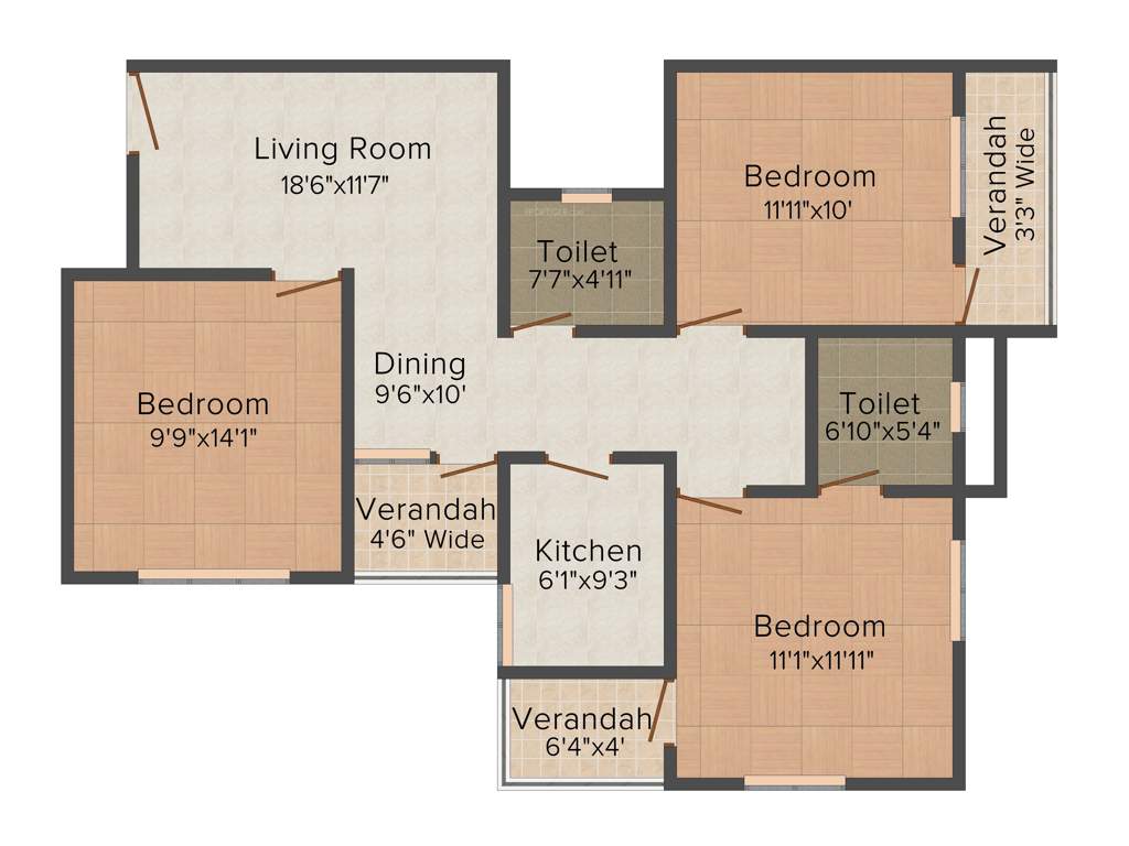 Starlite Sunny Skyline (3BHK+2T (1,440 sq ft) 1440 sq ft)