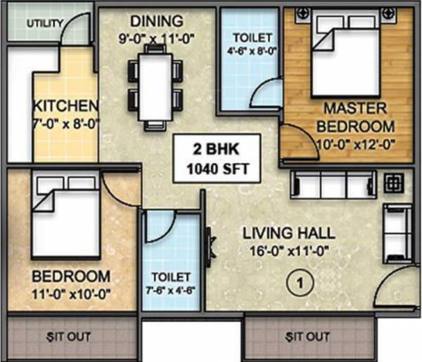 ADI North Lake (2BHK+2T (1,040 sq ft) 1040 sq ft) ADI North Lake (2BHK+2T (1,040 sq ft) 1040 sq ft)