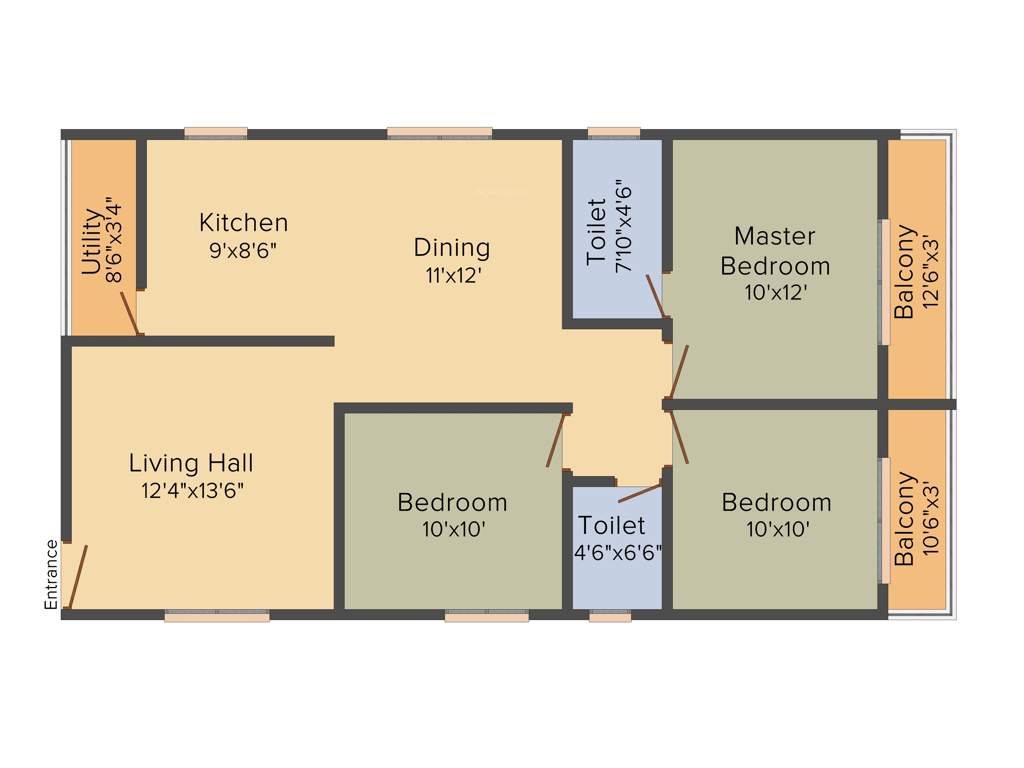 ADI North Lake (3BHK+2T (1,213 sq ft) 1213 sq ft)