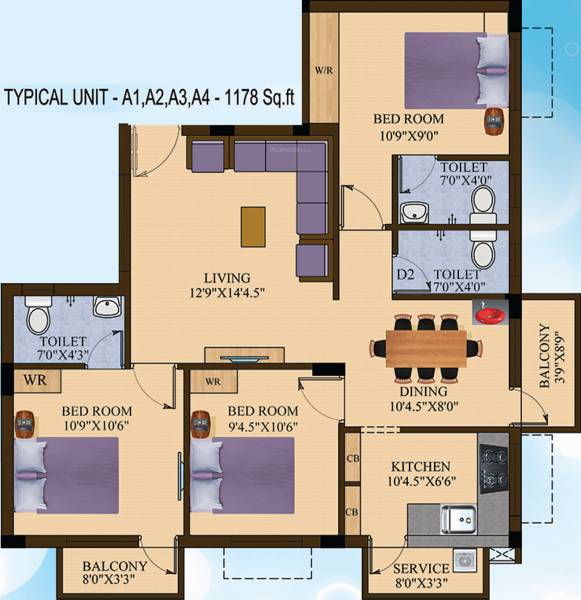 Aishwarya Bala (3BHK+3T (1,178 sq ft) 1178 sq ft)