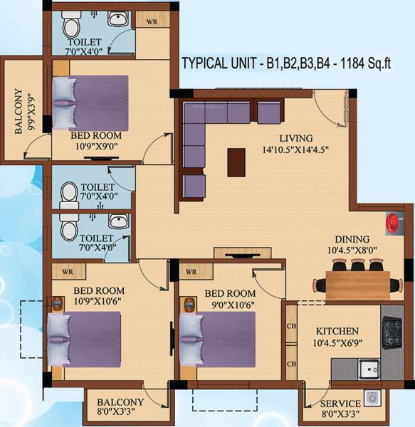 Aishwarya Bala (3BHK+3T (1,184 sq ft) 1184 sq ft)