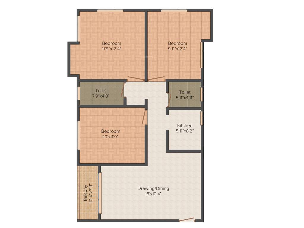 Jai Vinayak Vinayak Pride (3BHK+2T (1,246 sq ft) 1246 sq ft)