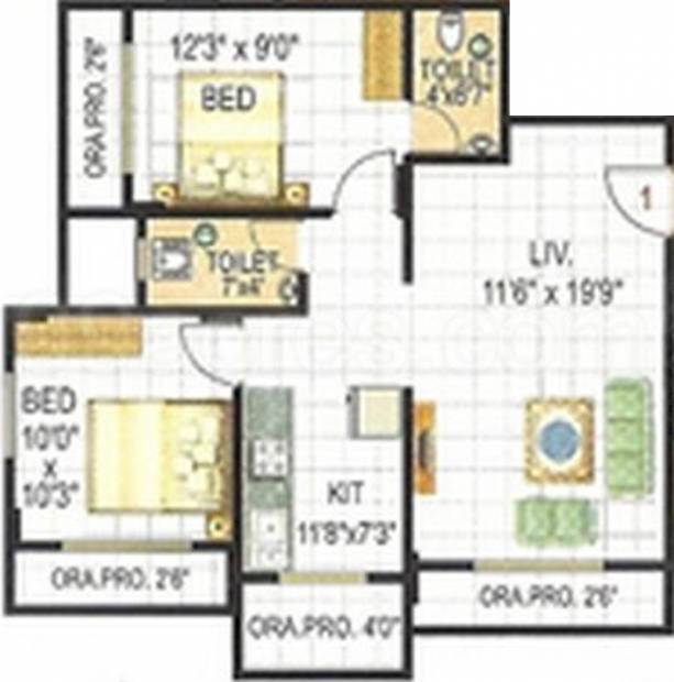 Shiv Developer Mumbai Shiv Residency (2BHK+2T (1,050 sq ft) 1050 sq ft)