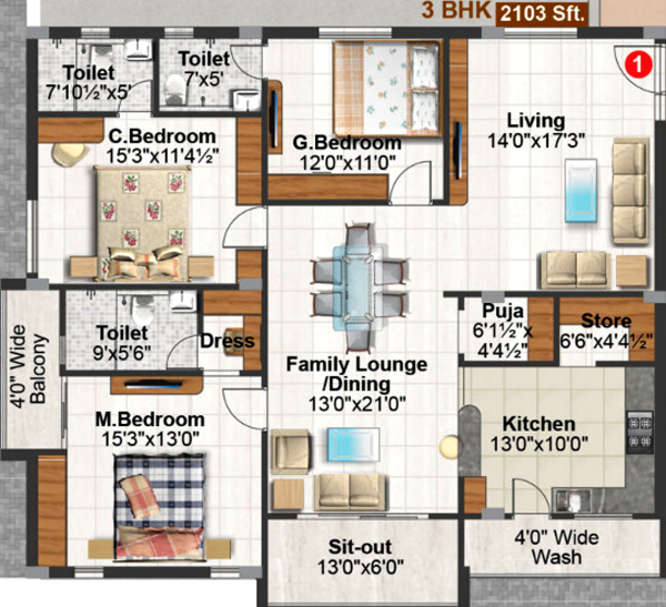 Hallmark Gardenia (3BHK+3T (2,103 sq ft) + Pooja Room 2103 sq ft) Hallmark Gardenia (3BHK+3T (2,103 sq ft) + Pooja Room 2103 sq ft)
