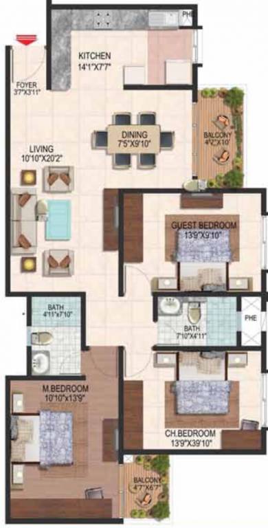 Brigade Plumeria At Meadows (3BHK+2T (1,440 sq ft) 1440 sq ft) Brigade Plumeria At Meadows (3BHK+2T (1,440 sq ft) 1440 sq ft)