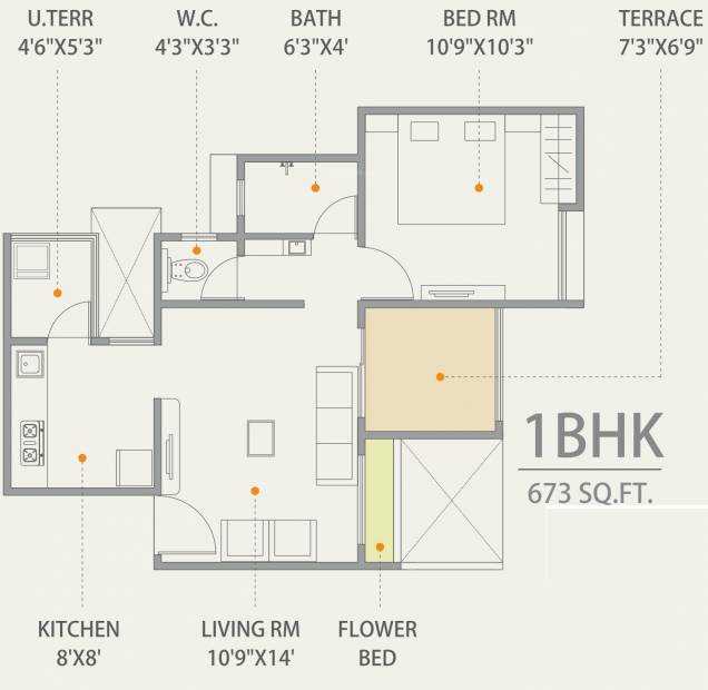 Maple Feel Bliss (1BHK+1T (673 sq ft) 673 sq ft)