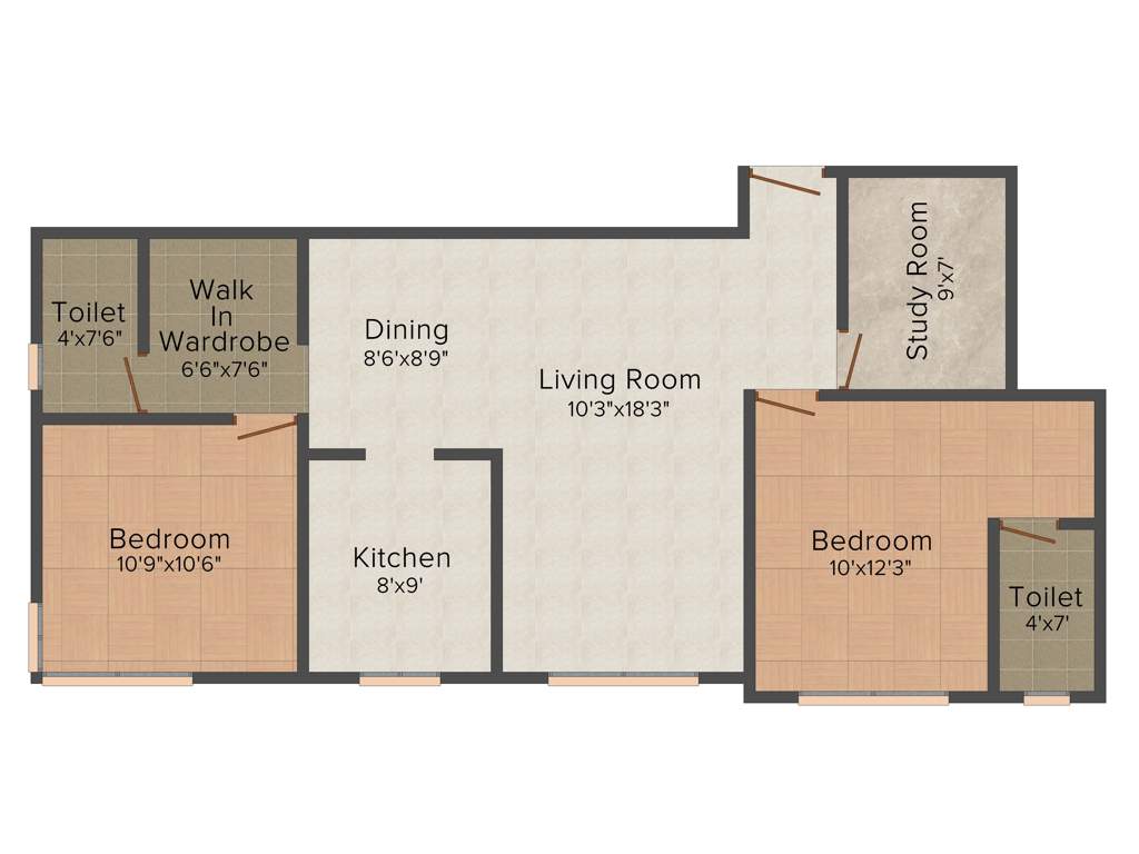 Khandelwal New Vrindavan (2BHK+2T (855 sq ft) + Study Room 855 sq ft)