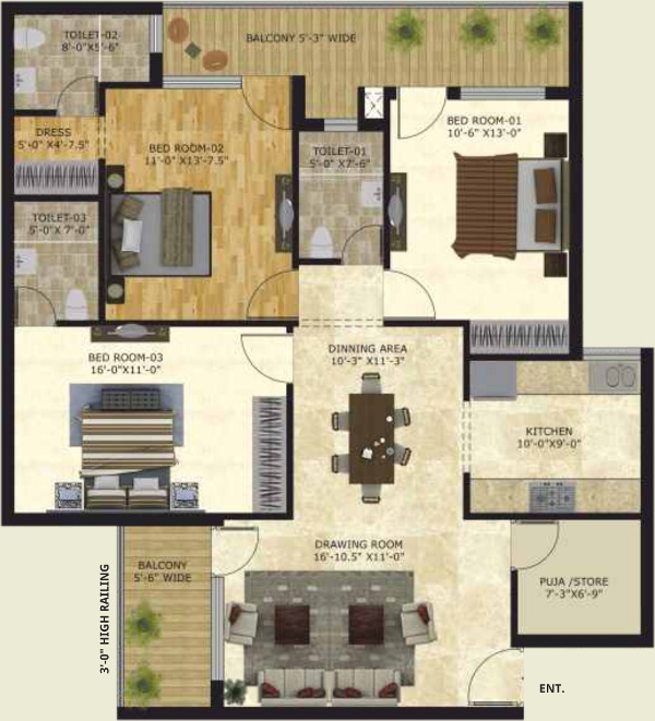 GGP Noor Independent Floors (3BHK+3T (1,529 sq ft) 1529 sq ft)
