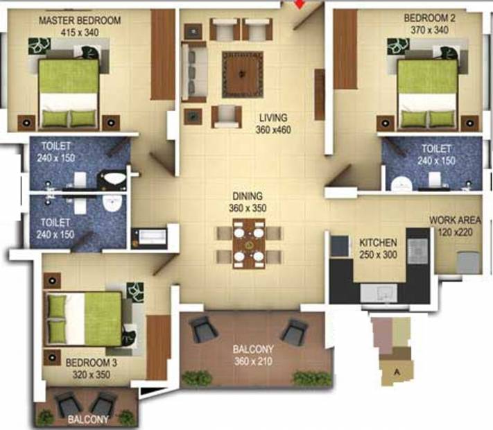 Vishraam Indivar (3BHK+3T (1,613 sq ft) 1613 sq ft)