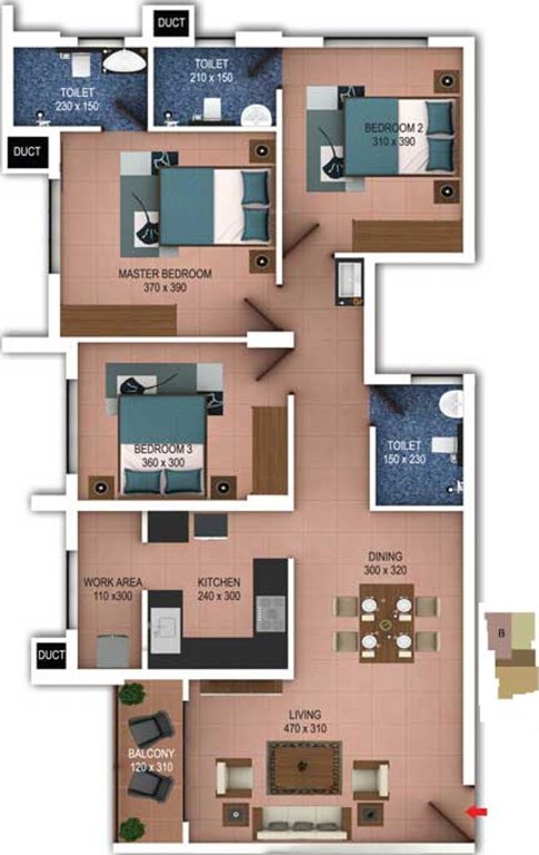 Vishraam Indivar (3BHK+3T (1,435 sq ft) 1435 sq ft)