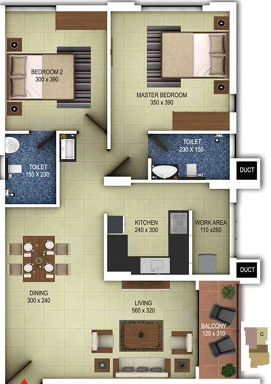 Vishraam Indivar (2BHK+2T (1,182 sq ft) 1182 sq ft)