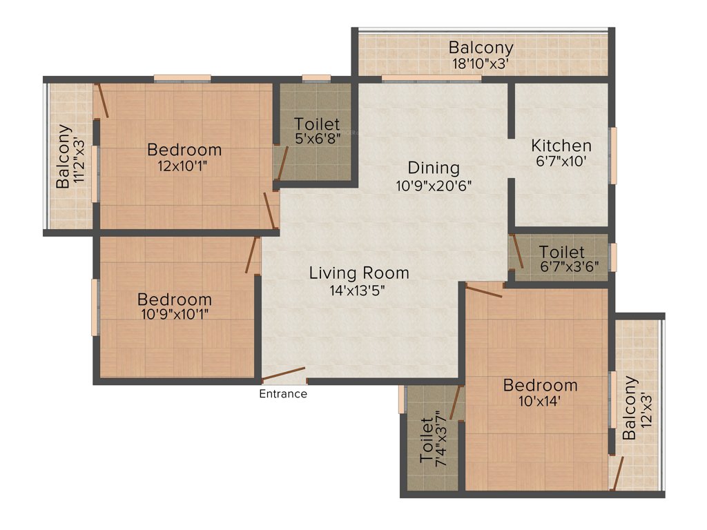 Rams Akshara (3BHK+3T (1,395 sq ft) 1395 sq ft)