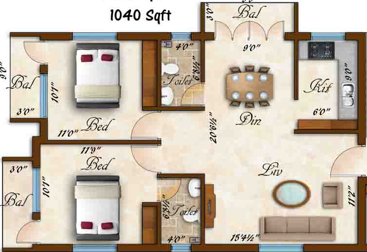 Rams Sarovar (2BHK+2T (1,040 sq ft) 1040 sq ft) Rams Sarovar (2BHK+2T (1,040 sq ft) 1040 sq ft)