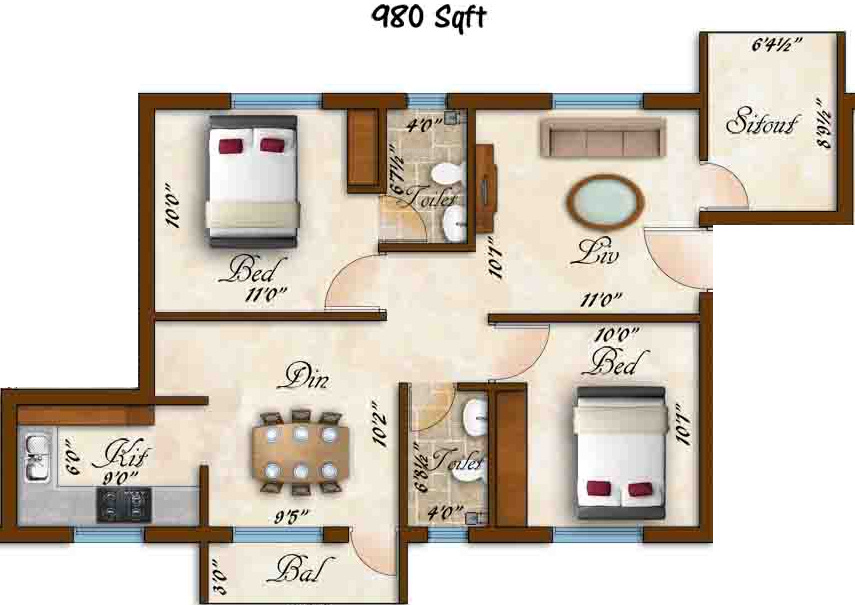 Rams Sarovar (2BHK+2T (980 sq ft) 980 sq ft) Rams Sarovar (2BHK+2T (980 sq ft) 980 sq ft)