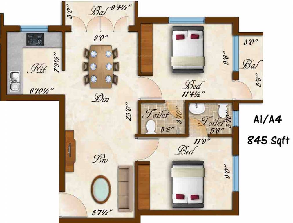 Rams Sarovar (2BHK+2T (845 sq ft) 845 sq ft) Rams Sarovar (2BHK+2T (845 sq ft) 845 sq ft)
