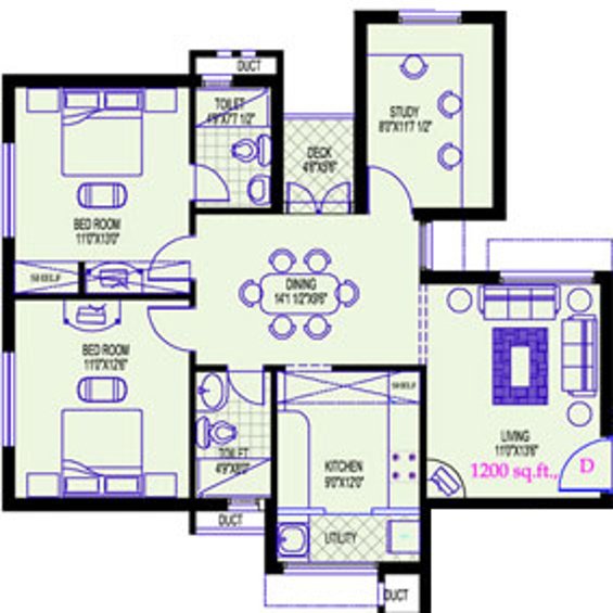 Vijay Boulevard (3BHK+2T (1,200 sq ft) 1200 sq ft)